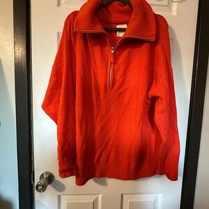 Aerie Bright Orange 1/4 Zip Sweater M